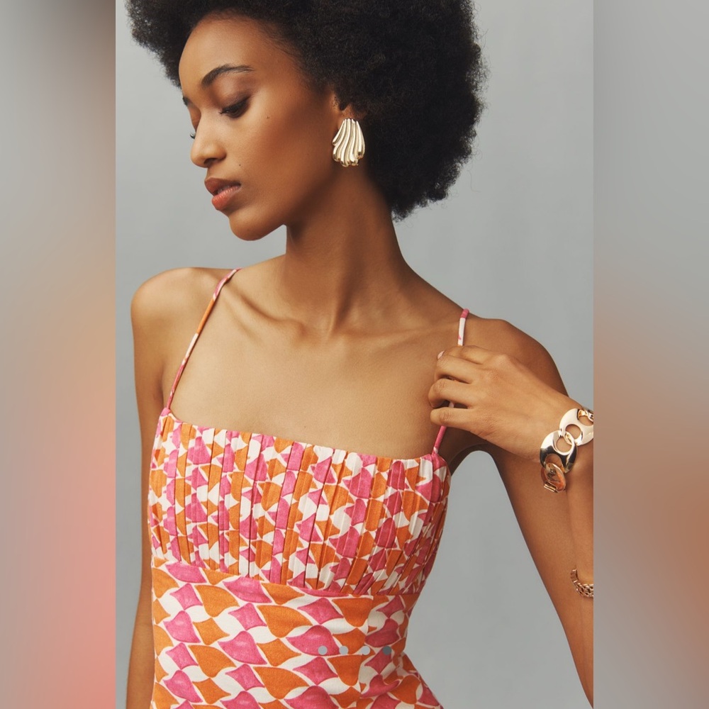 ✨ Anthropologie Ophelia Sleeveless Linen Slim Mini Dress - Picture 4 of 9